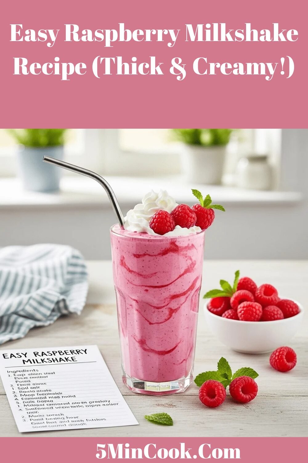 Pretty Milkshake Pink Raspberry Easy Raspberry Milkshake Recipe (Thick & Creamy!) - 5 Min Cook
