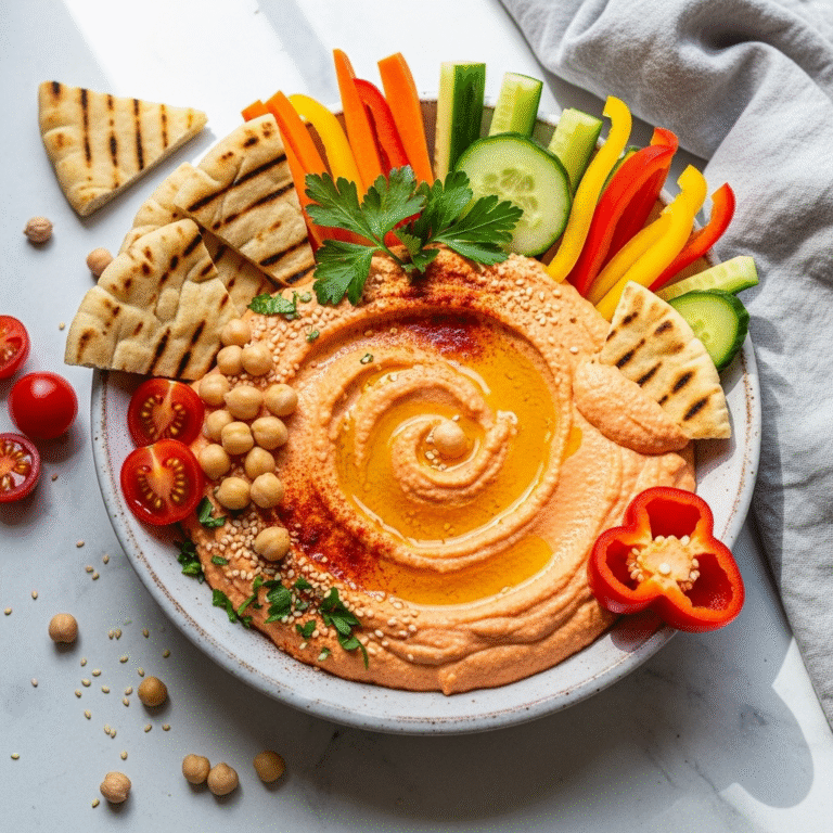 Creamy Roasted Red Pepper Hummus Recipe (Better Than Store-Bought!)