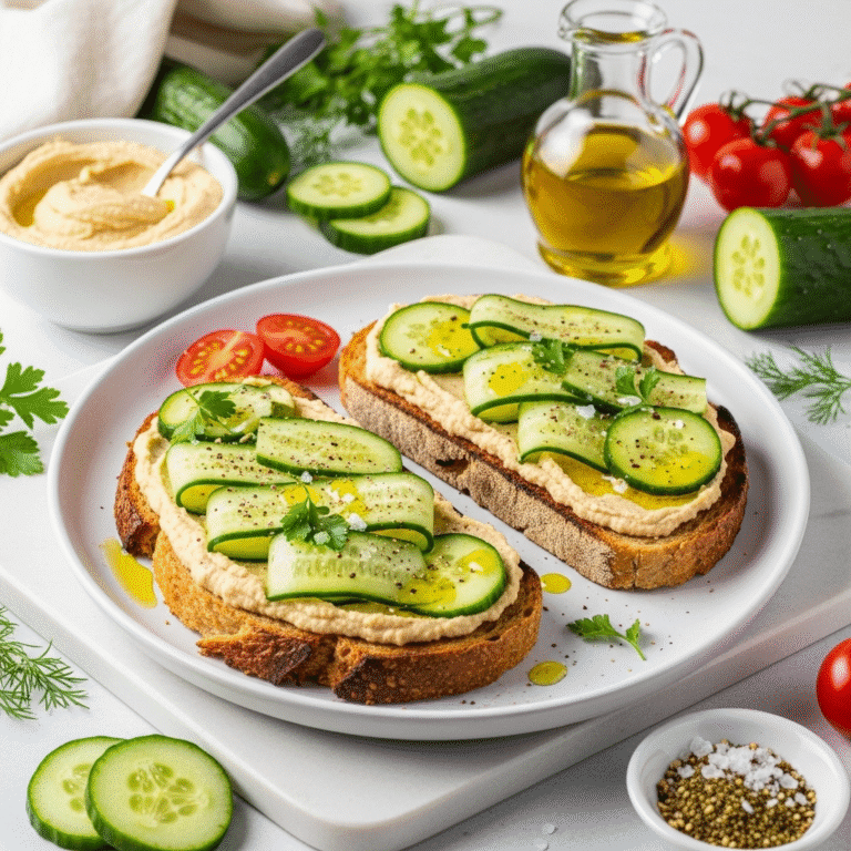 Fresh Hummus Cucumber Toast Recipe – Light, Healthy & Simply Delicious!