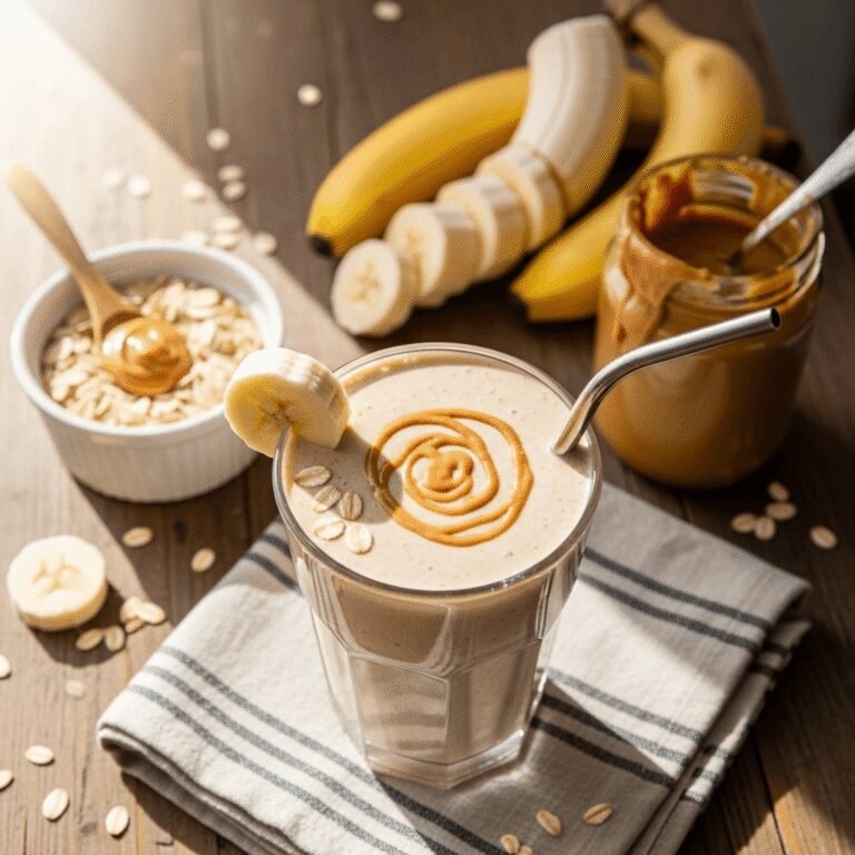 Creamy Peanut Butter Banana Oat Smoothie (5-Minute Breakfast!)