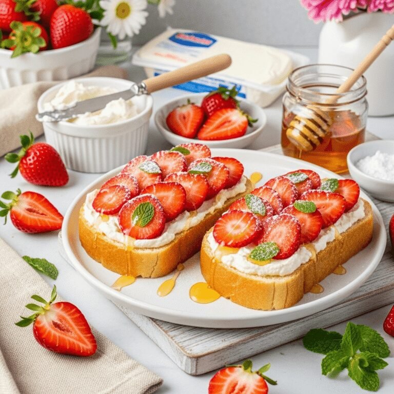 Sweet Strawberry Cream Cheese Toast Recipe – Creamy, Fresh & Perfect for Breakfast!