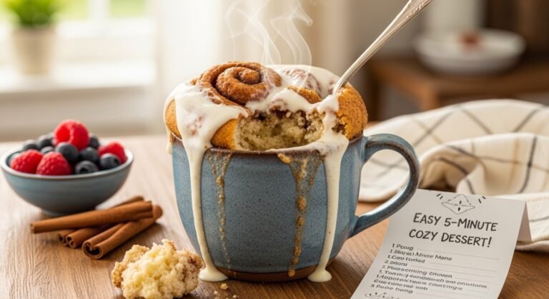 Cinnamon Roll Mug Cake Recipe (Easy 5-Minute Cozy Dessert!)