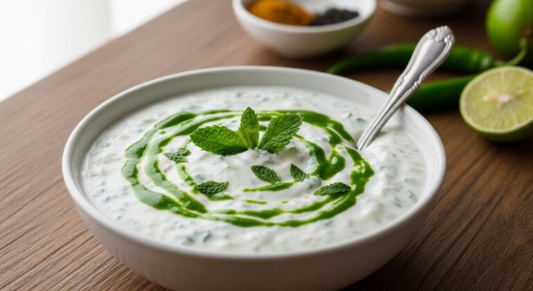 Fresh & Creamy Mint Raita Recipe – Easy Yogurt Dip Ready in Minutes