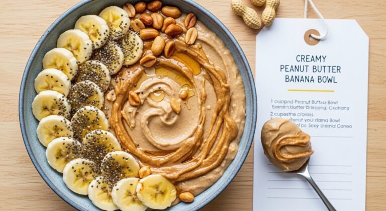 Creamy Peanut Butter Banana Bowl Recipe (Healthy, High-Protein & Ready in 5 Minutes!)