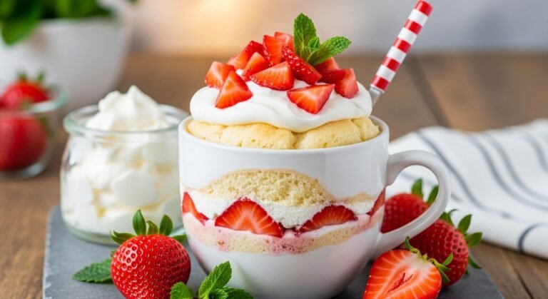 Strawberry Shortcake Mug Cake Recipe – Quick, Moist & Fruity Treat