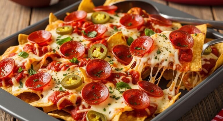 Pepperoni Pizza Nachos Recipe (The Ultimate Cheesy Game-Day Snack)